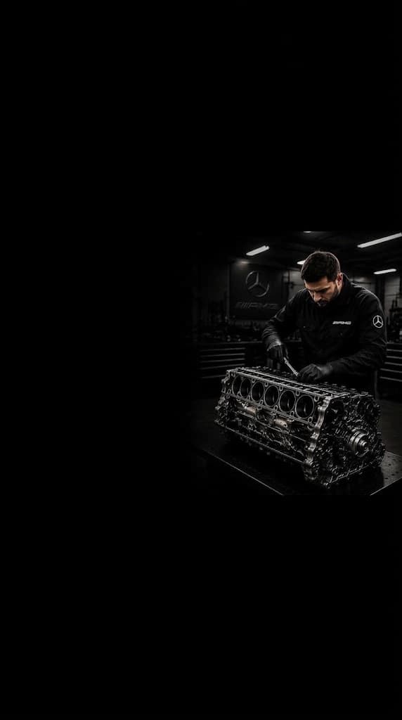 Land Rover technician rebuilding an M139 engine block