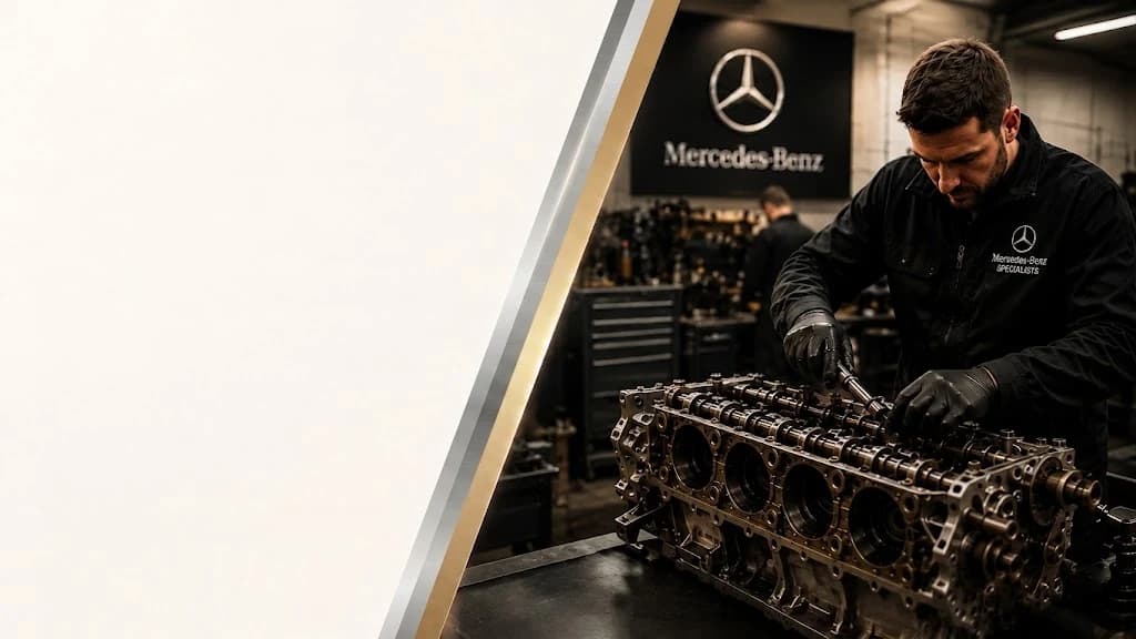 Land Rover technician rebuilding an engine block