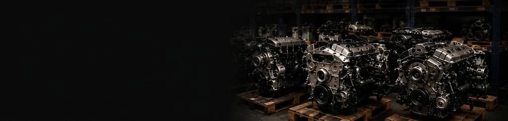 Racked Land Rover replacement engines in storage