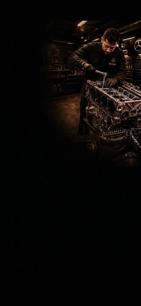 Land Rover technician rebuilding an engine block