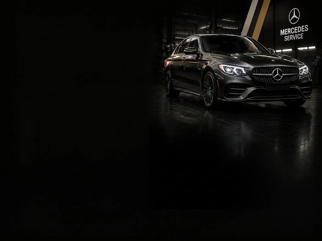 Land Rover C-Class in a dark Land Rover service workshop